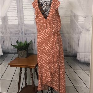 “C” brand Lined Wrap Ruffled Dress-Size S